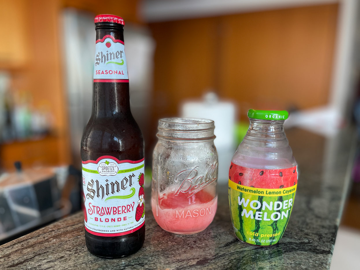 How to make a Shiner Strawberry Blonde icy watermelon beer recipe with Wonder Melon juice