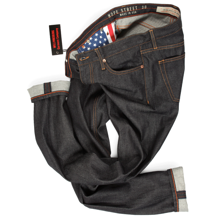 Hope Street raw denim jeans, the first American-made jeans by Williamsburg Garment Co. produced in 2014
