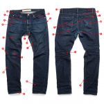 Natural aging effects on jeans are identified and described in this denim fading guide.