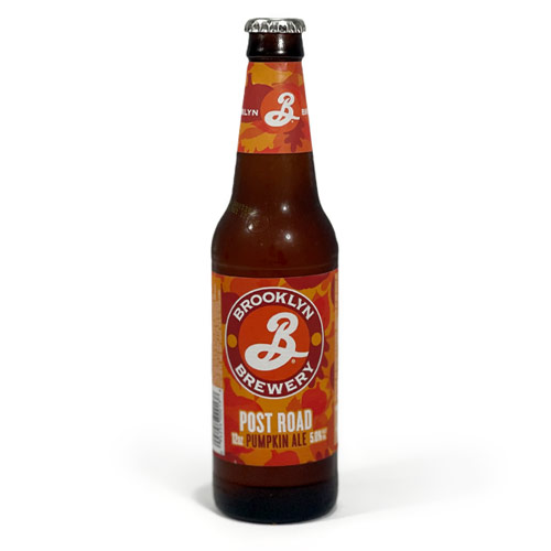 A 12 oz bottle of Brooklyn Brewery Post Road Pumpkin Ale for the top pumpkin beers ranking