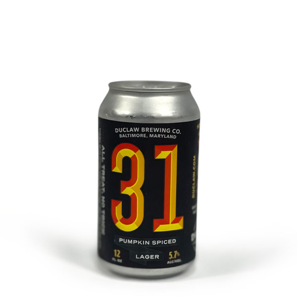 DuClaw 31 pumpkin spiced lager beer in a 12oz can