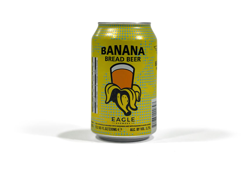 A 12-ounce can of Banana Bread Beer by Eagle Brewery