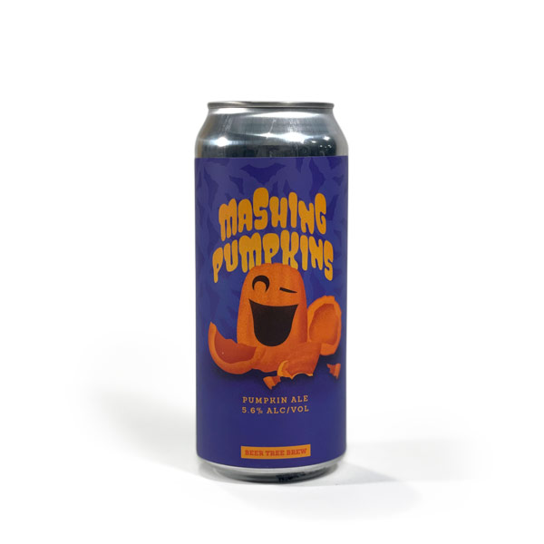 A can 16-oz. of Beer Tree Brew Mashing Pumpkin Ale is reviewed for the pumpkin beers blog taste review on Denim Beer Machines and Coffee.