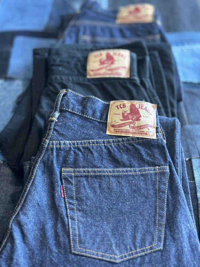 TCB 50s (Two Cats Brand) selvedge Japanese denim reproduction jeans pay tribute to the revered 1955 Levi's 501s.