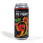 16 oz can of Dorchester Brewing Company’s Pie Fight! Pumpkin Ale on a white background, featuring vibrant and playful artwork with cartoon pumpkin and pie illustrations.