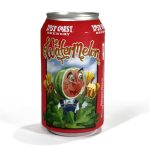 A can of Lost Coast Watermelon Wheat Ale with colorful cartoon label on white background