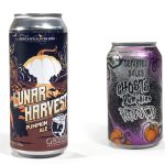 Side-by-side image of Ghostfish Lunar Harvest Pumpkin Ale and Departed Soles Ghosts of Pumpkins Passed gluten-free pumpkin beers.