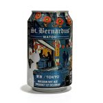 Can of St. Bernardus Watou Tokyo Belgian Wit Ale with Japanese-inspired artwork depicting nightlife in Tokyo.