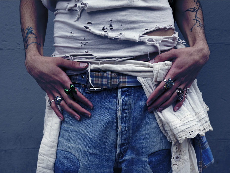 Denim show poster for Manhattan Vintage’s Denim Edition show on September 27, 2025, featuring a model in distressed denim and layered vintage clothing, highlighting the event focused on vintage denim and workwear.
